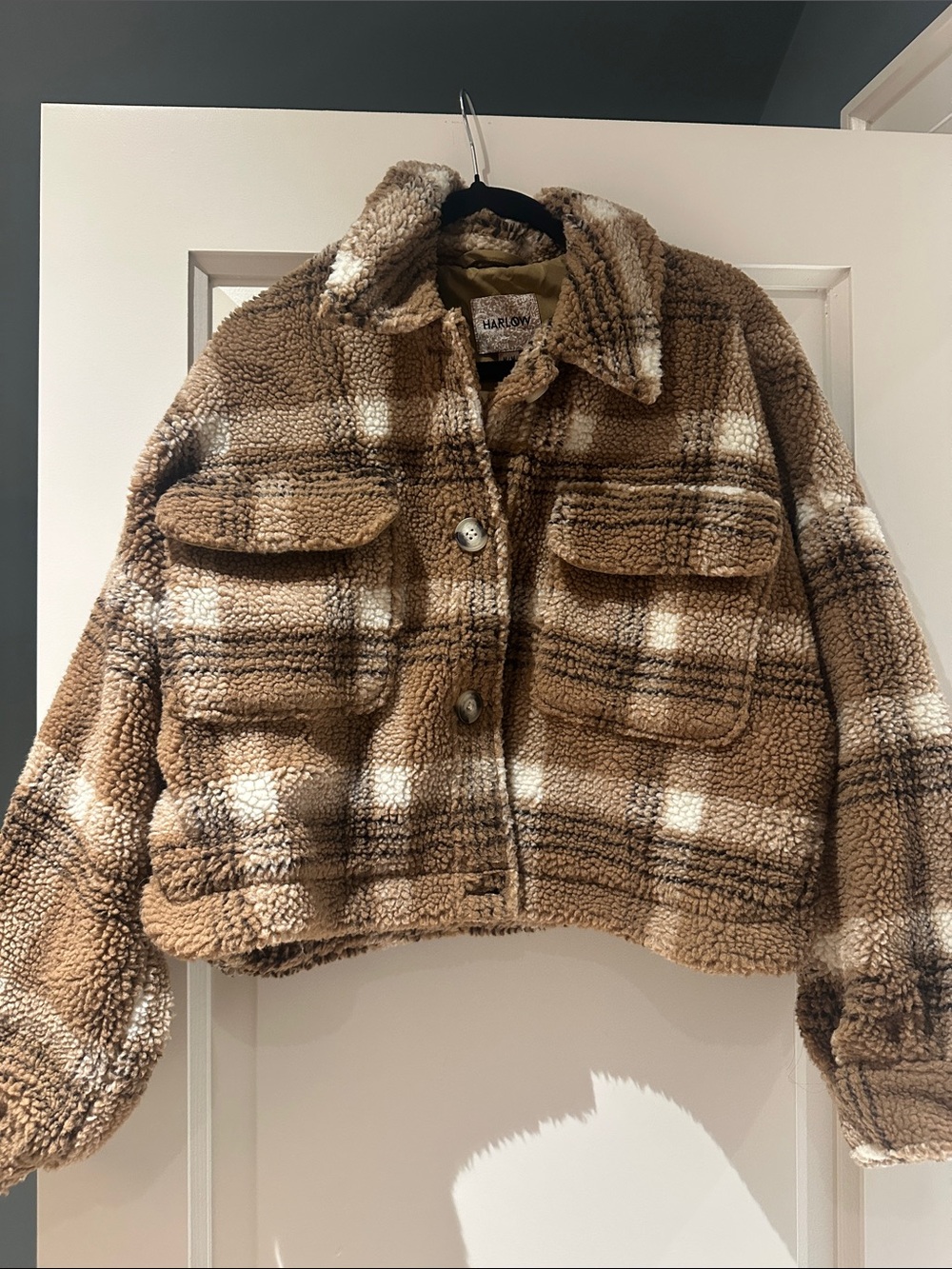 Harlow Brown Plaid Teddy Jacket